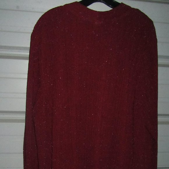 💕Plus Size 22/24 Catherines 2X Red Sparkly Dressy Sweater Cardigan/tank womens - Picture 5 of 7